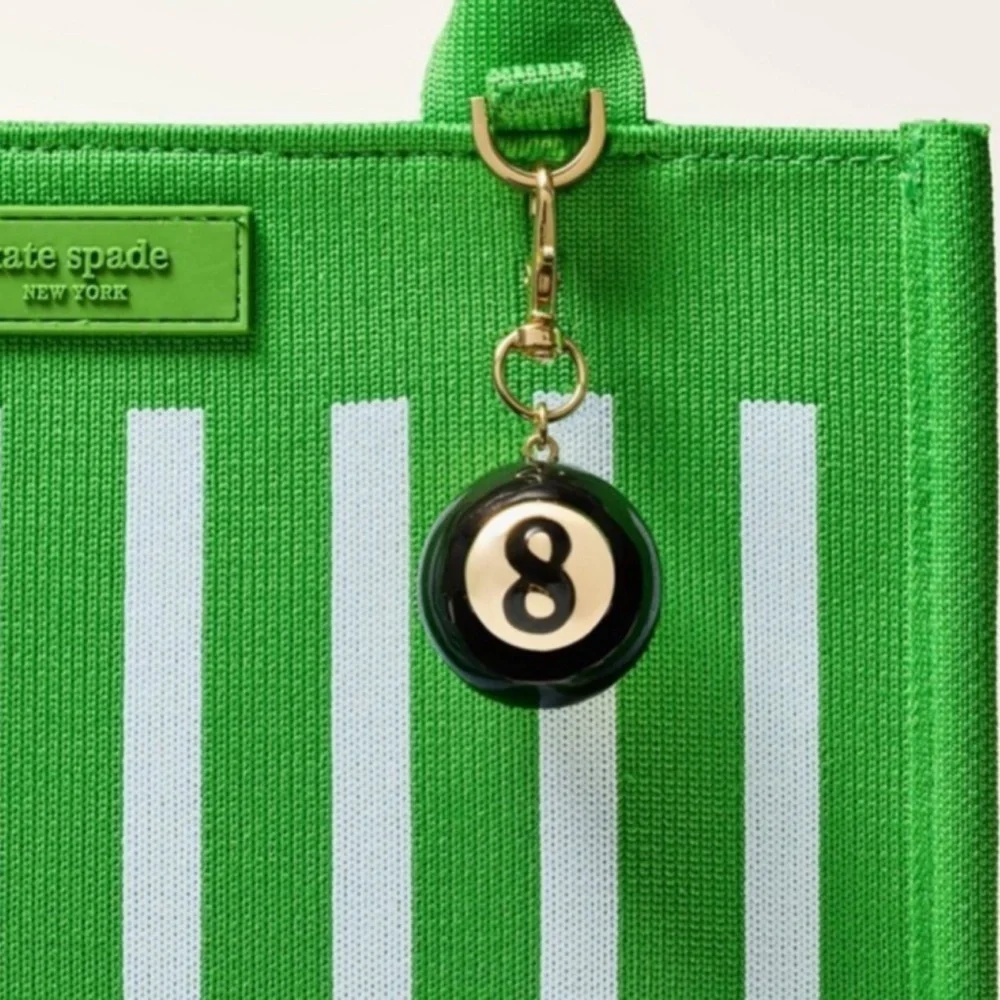 Kate Spade X Target Eight Ball Black & Gold Charm Fob Keychain